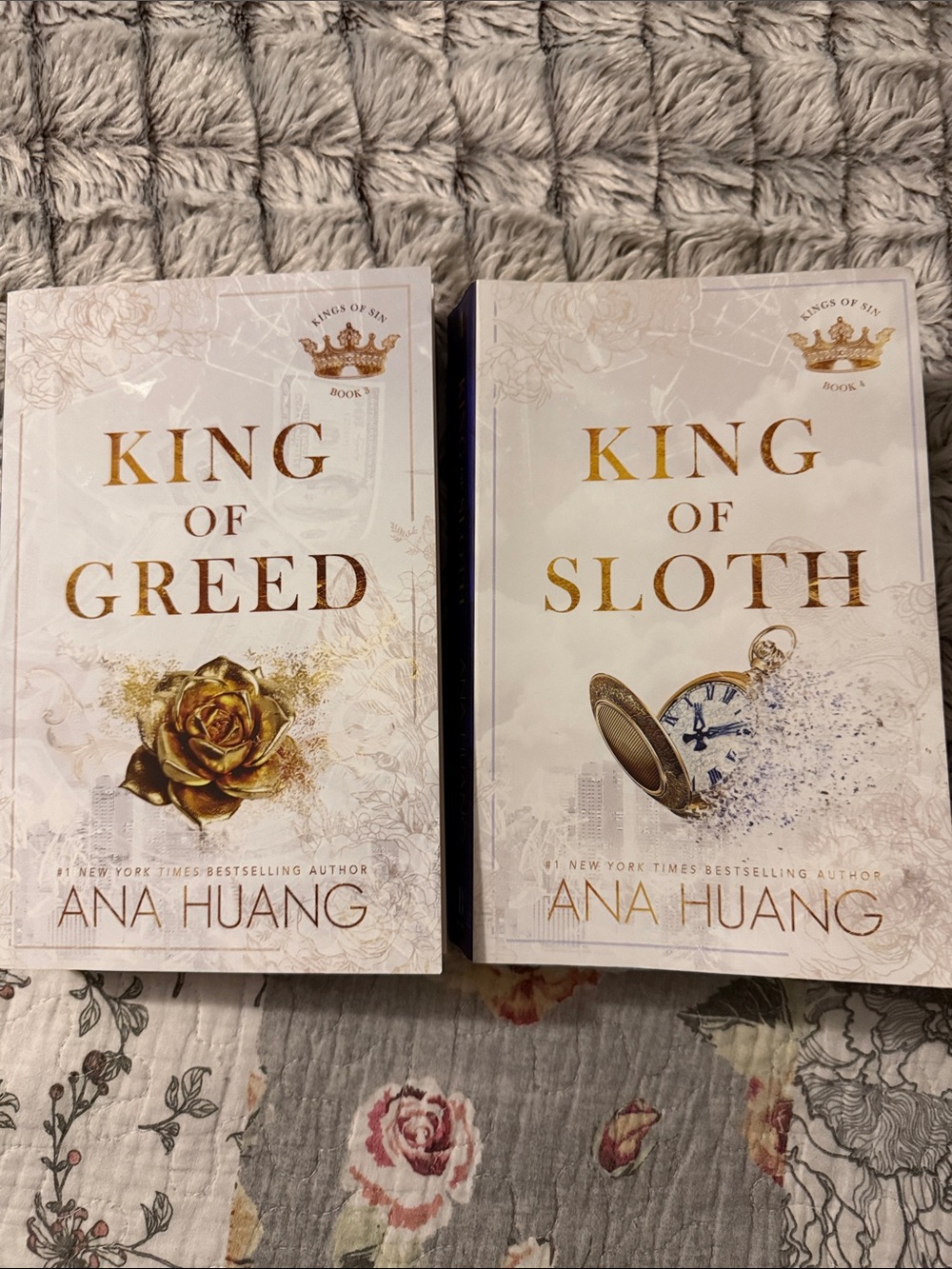 King of Greed & King of Sloth by Ana Huang - White & Gold Covers